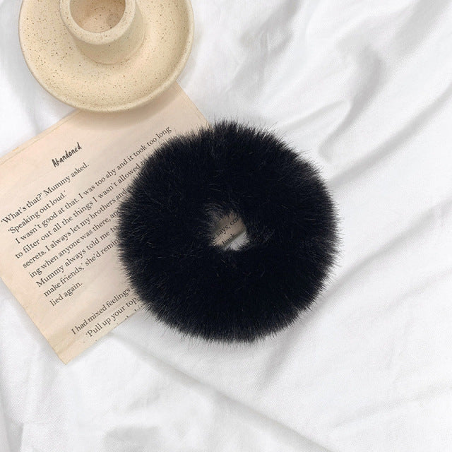 Warm Soft Hair Scrunchies Furry Elastic