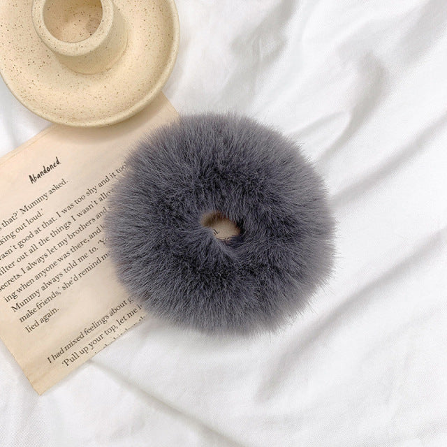 Warm Soft Hair Scrunchies Furry Elastic