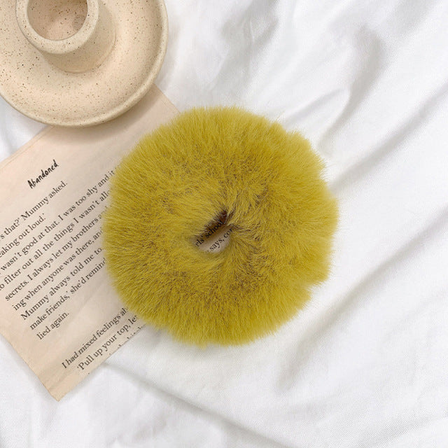 Warm Soft Hair Scrunchies Furry Elastic
