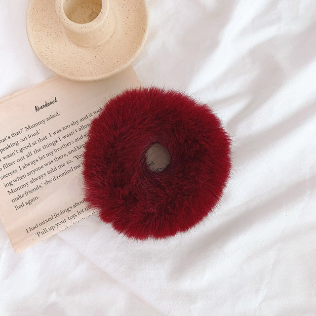 Warm Soft Hair Scrunchies Furry Elastic