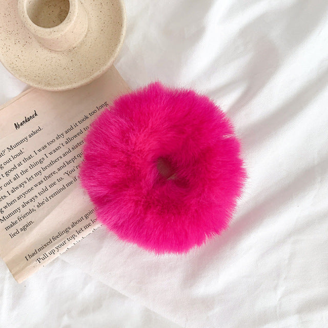 Warm Soft Hair Scrunchies Furry Elastic
