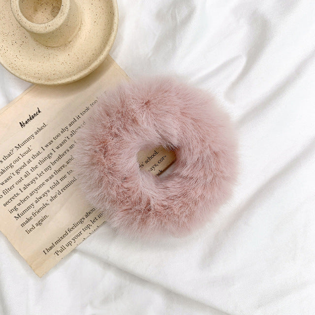 Warm Soft Hair Scrunchies Furry Elastic