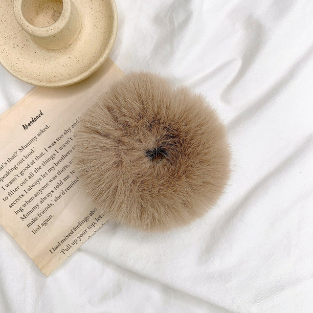 Warm Soft Hair Scrunchies Furry Elastic