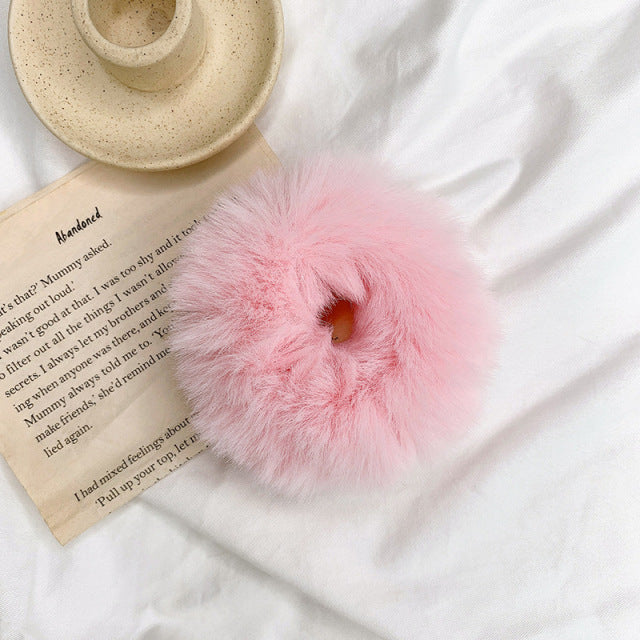 Warm Soft Hair Scrunchies Furry Elastic