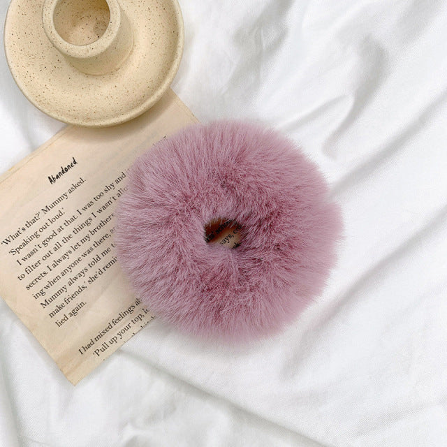 Warm Soft Hair Scrunchies Furry Elastic
