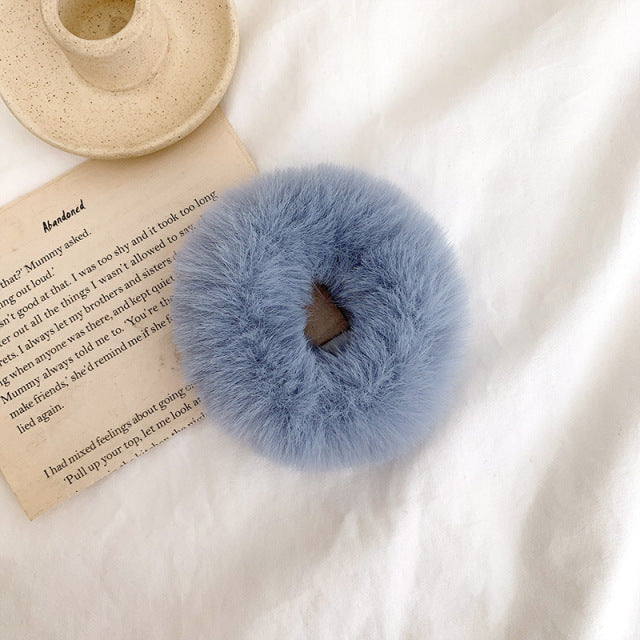 Warm Soft Hair Scrunchies Furry Elastic