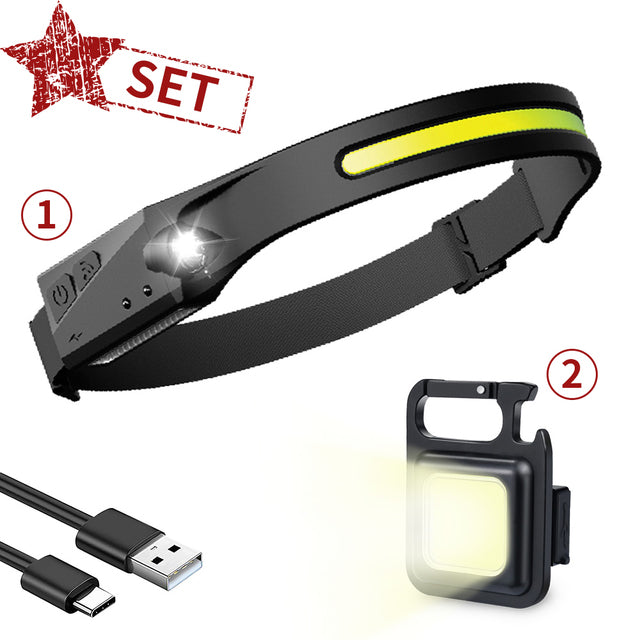 LED Headlamp Rechargeable Sensor Headlight with Built-in Battery