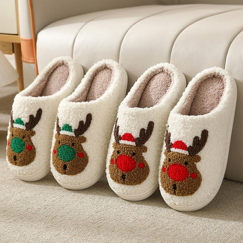 Women Or Men's Plush, Non-Slip Christmas Slippers.