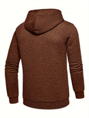 Men's Casual Waffle Pattern Pullover Hooded Sweatshirt With Kangaroo Pocket