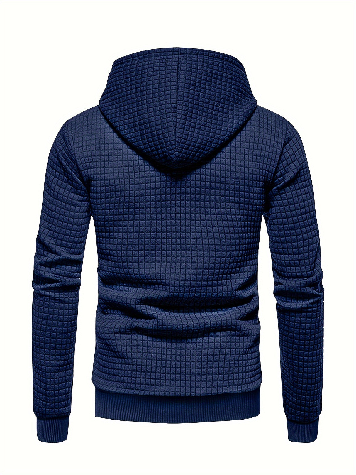 Men's Casual Waffle Pattern Pullover Hooded Sweatshirt With Kangaroo Pocket