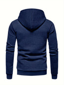 Men's Casual Waffle Pattern Pullover Hooded Sweatshirt With Kangaroo Pocket