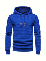 Men's Casual Waffle Pattern Pullover Hooded Sweatshirt With Kangaroo Pocket