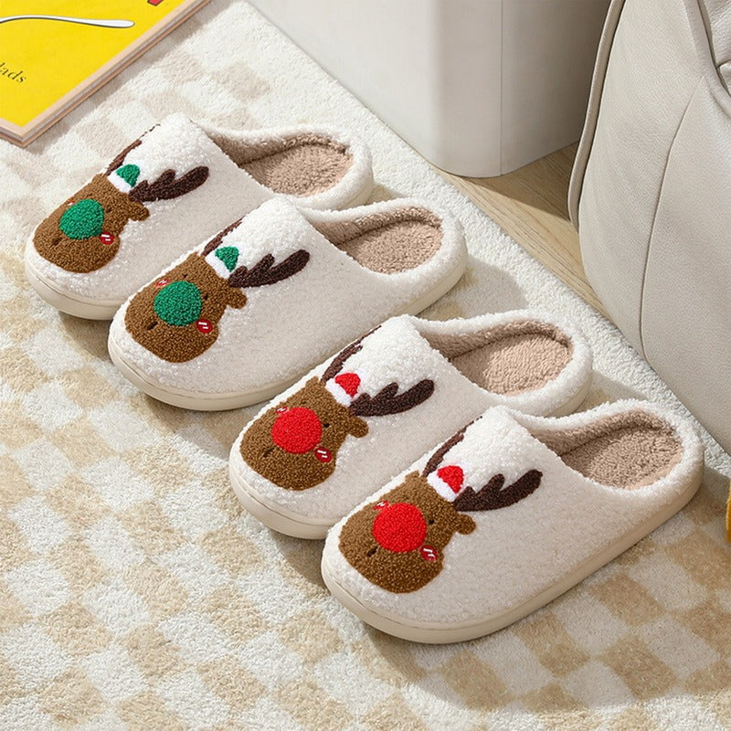 Women Or Men's Plush, Non-Slip Christmas Slippers.