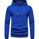 Men's Casual Waffle Pattern Pullover Hooded Sweatshirt With Kangaroo Pocket