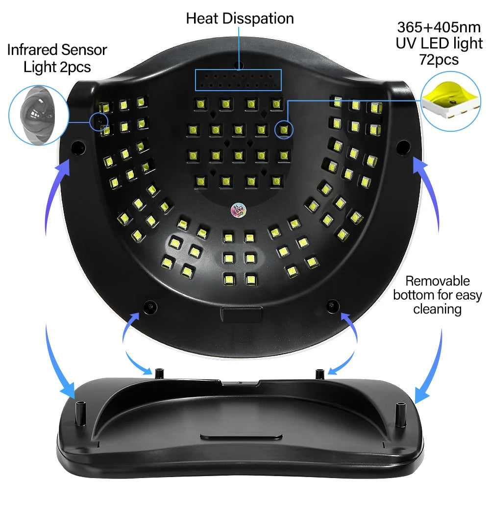 320W With 72 LED's UV Light Dryer for Gel Nail Polish with 4 Timer Setting ,LCD Auto Sensor Display Screen