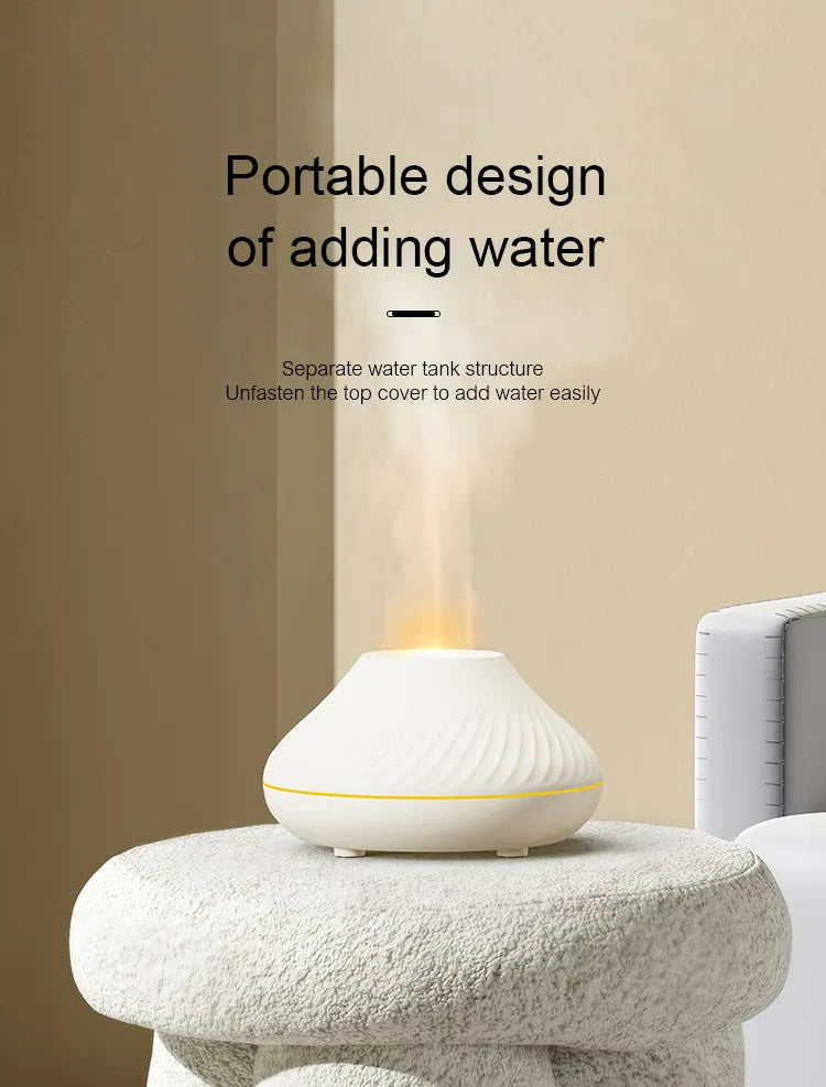 KINSCOTER USB Volcanic Aroma  Essential Oil Diffuser Air Humidifier with Color Flame Night Light