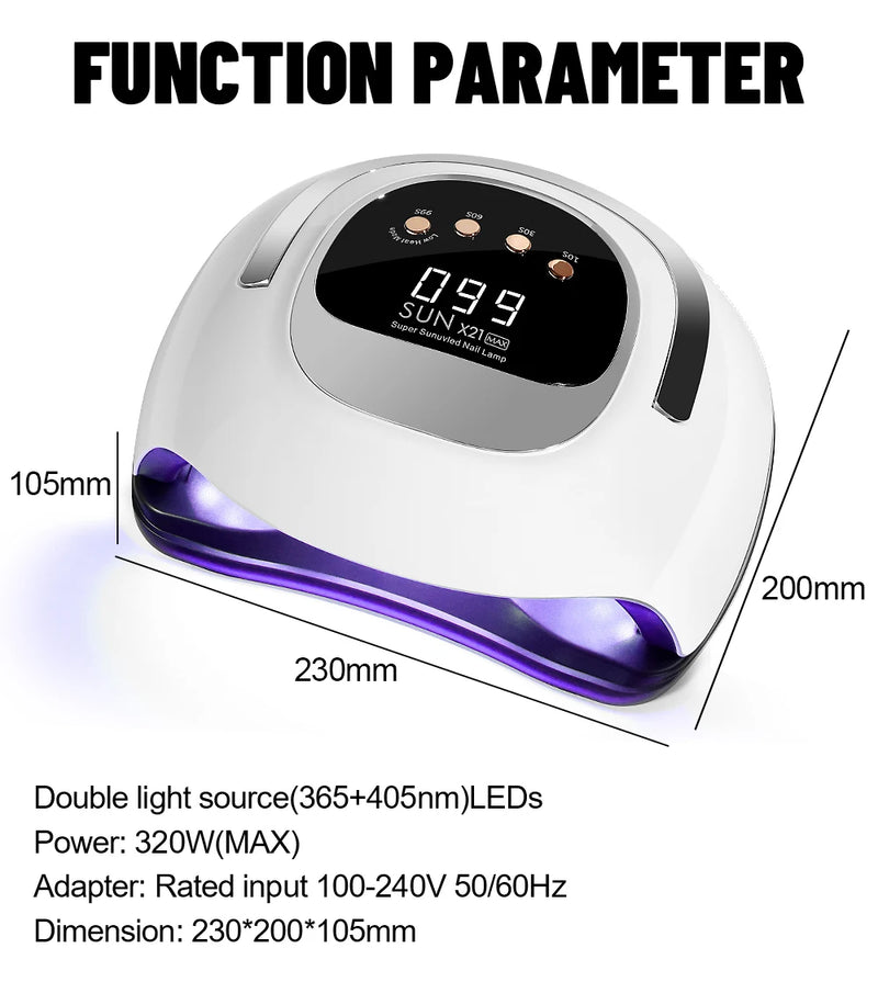 320W With 72 LED's UV Light Dryer for Gel Nail Polish with 4 Timer Setting ,LCD Auto Sensor Display Screen