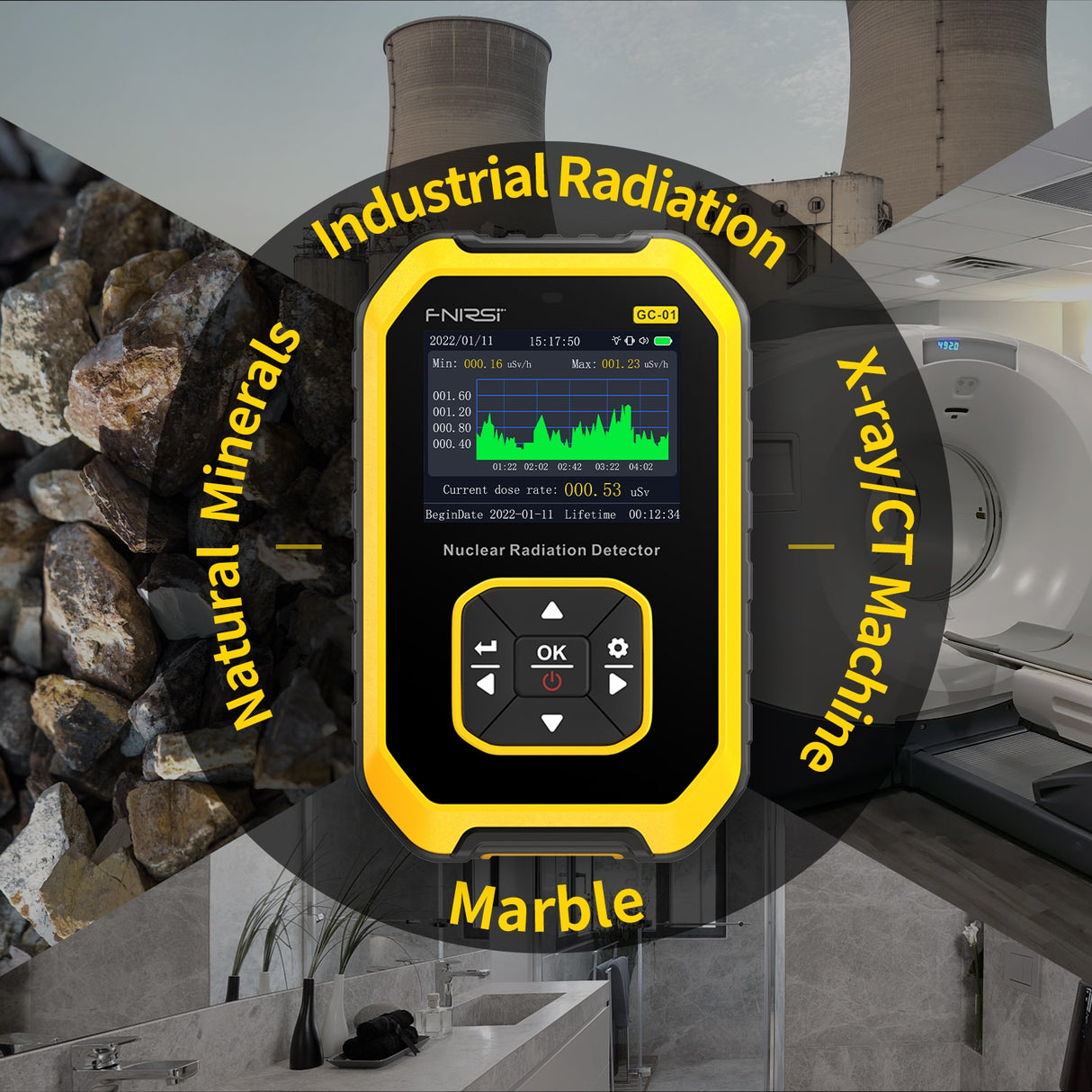 FNIRSI GC-01 Geiger Counter Nuclear Radioactivity Tester.