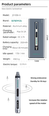 Precision Electric Screwdriver Kit With Adjustable Torque.  Type C Fast Charging.