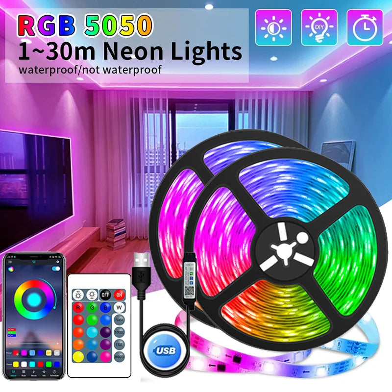 USB LED Strip Lights APP Control Color Changing 5050 RGB