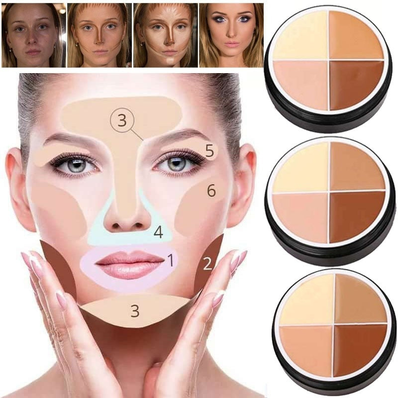 4 Colors Face Makeup Concealer/ Oil Control/Long-lasting Moisturizing Repair.
