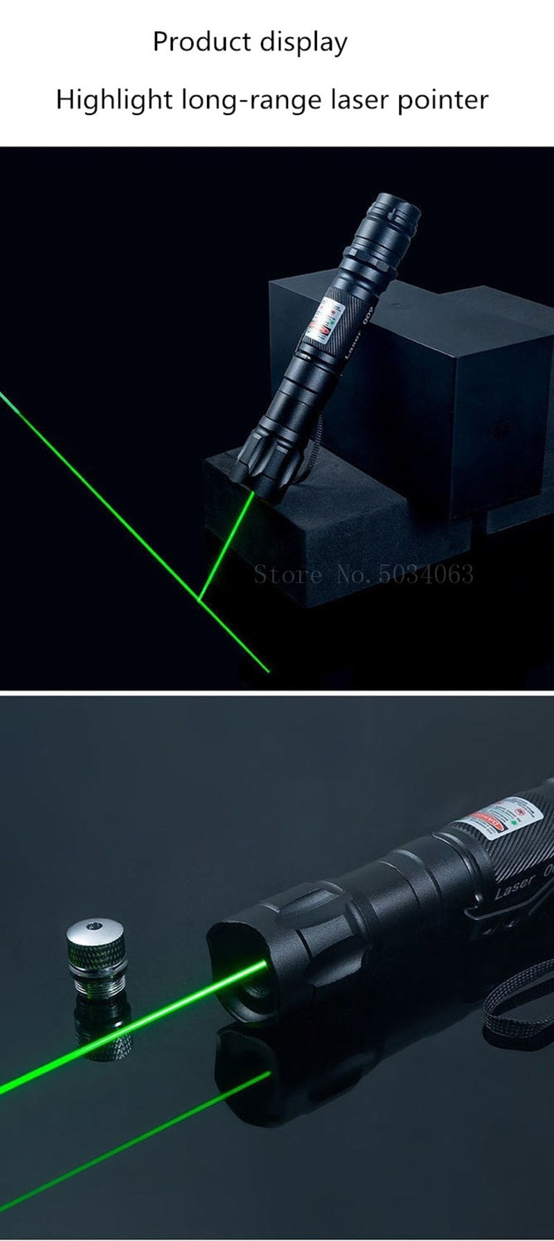 High Power Green laser pointer.  Laser Pen 532nm 500 to 10000 meters.  Range 009