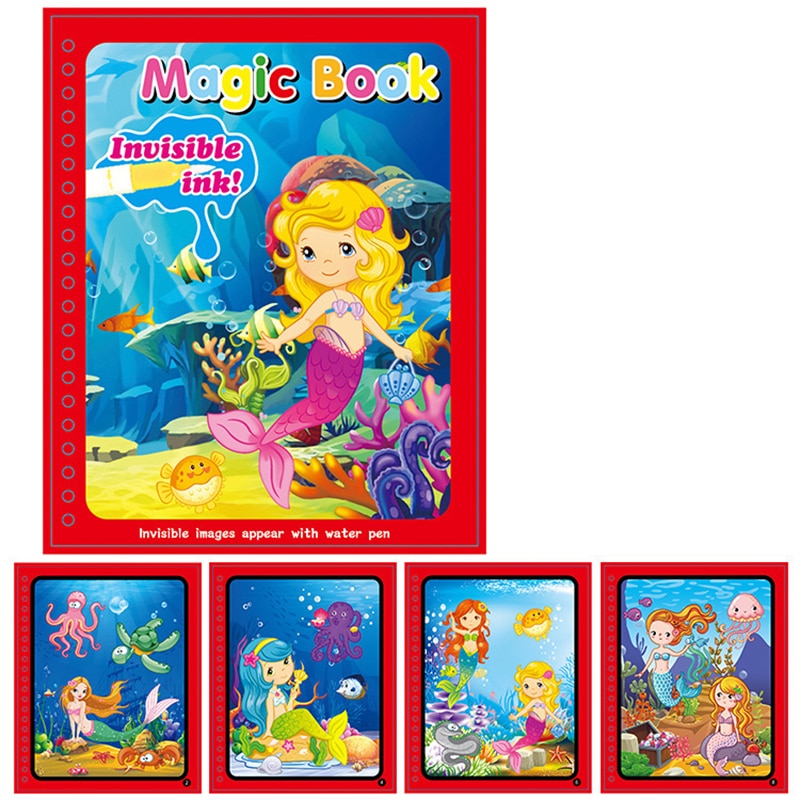 Doodle Magic water coloring cartoon book and pen.