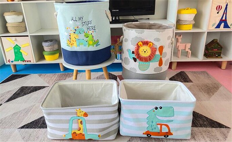 Foldable Canvas Cartoon Animal Laundry Basket OR Toy Storage.