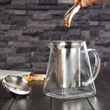 BORREY Heat Resistant Glass Teapot With Stainless Steel Tea Infuser.