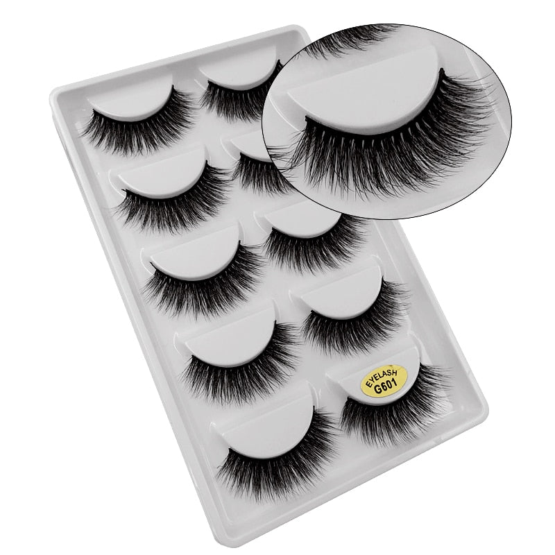 5 Pairs Multipack 3D Mink False Eyelashes.