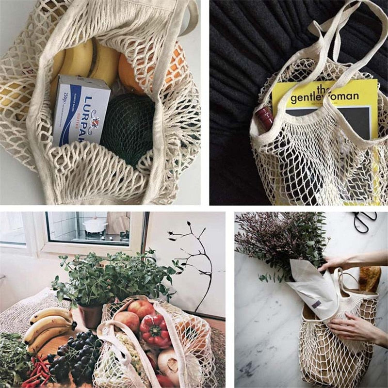 Reusable Cotton Mesh Produce Bags for Vegetables/ Fruit.