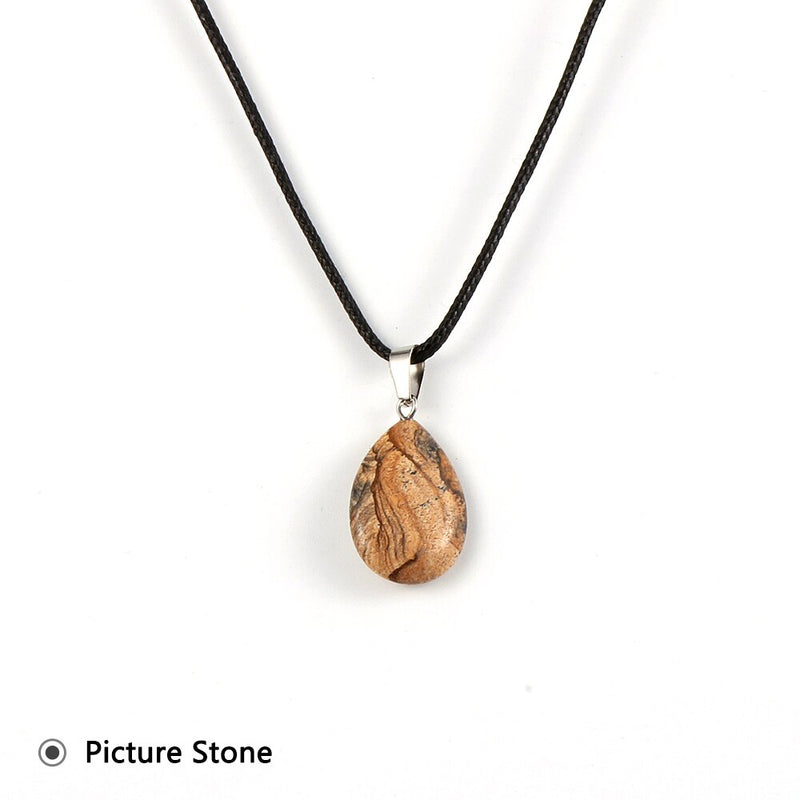 Women Natural Water Drop Pendant Necklace.  Easy To Wear As A Necklace OR Choker with a Variety of Stones.