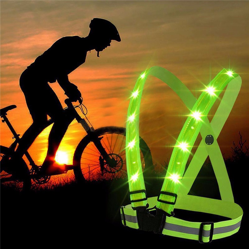 LED/USB Charging Reflective Vest With Adjustable Waist with Pouch For Running, Cycling and Walking.