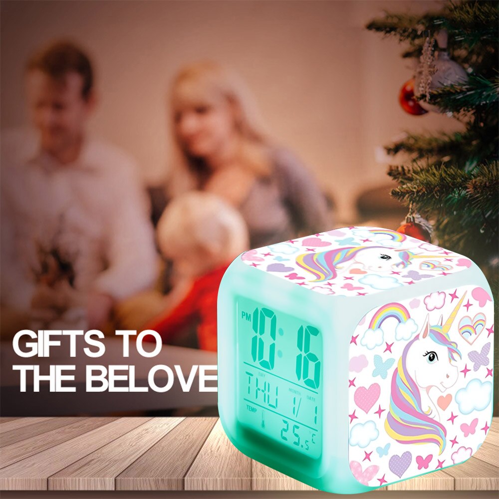 LED digital unicorn alarm clock and light.