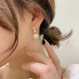 Lady's Elegant Pearl Pendant Earrings