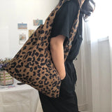Corduroy Cotton Large Shoulder Shopping Totes