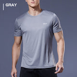 Men's multicolor short sleeve gym shirts. Quick drying, breathable sportswear