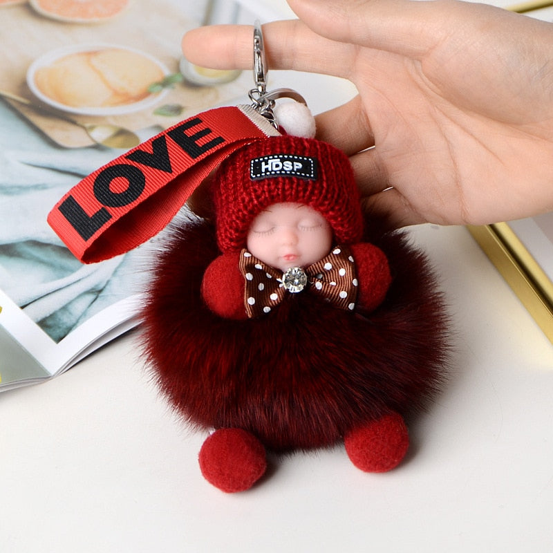 Pompom Cute Fluffy Plush Doll Keychains.