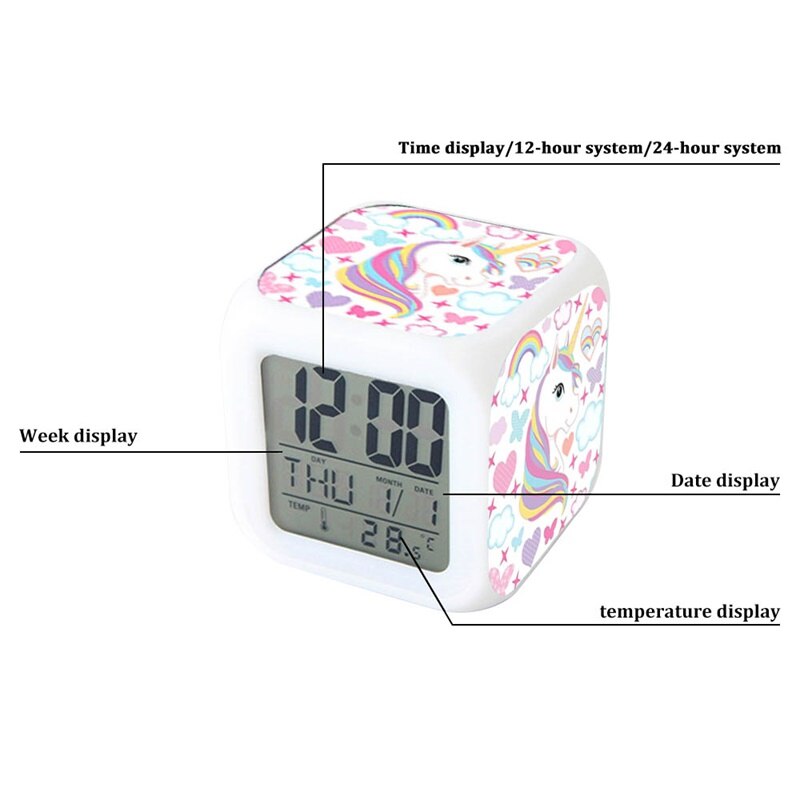 LED digital unicorn alarm clock and light.