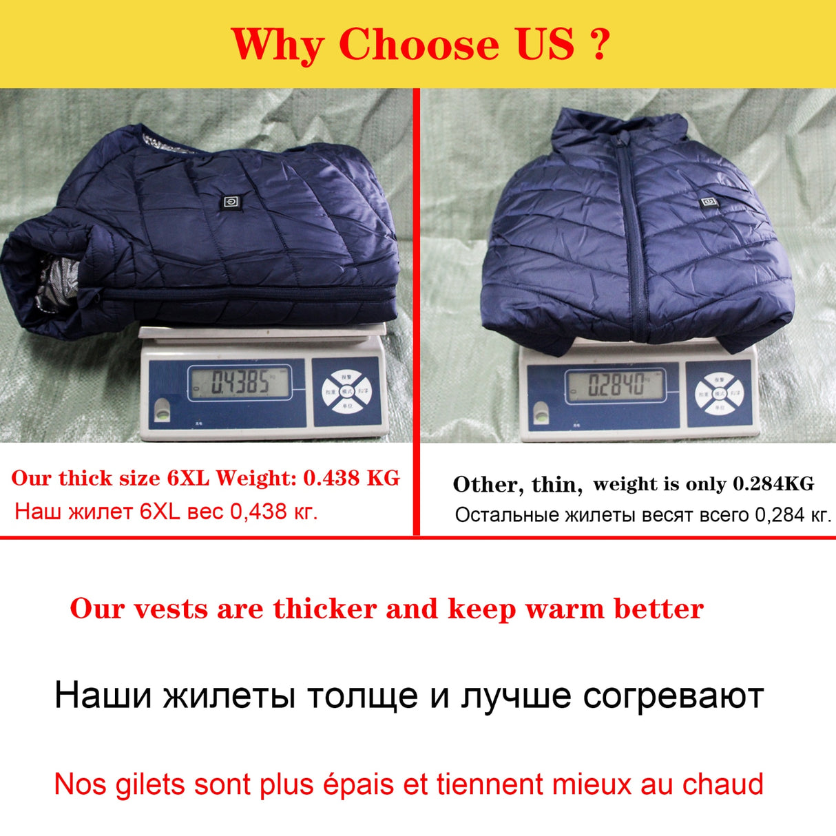 Men's and Women's USB Heated Thermal Vest. Sizes S to 6XL and Up to 17 Heating Zones.