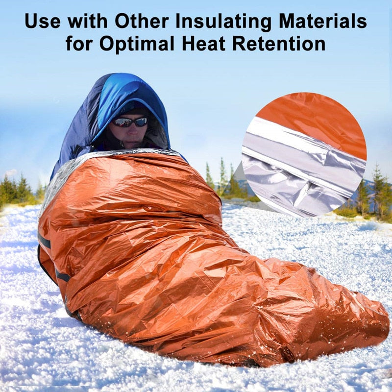 Waterproof Lightweight Thermal Emergency Sleeping Bag. Great for camping and light for hiking.