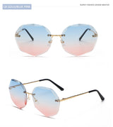 Women's rimless Gradient designer sunglasses.