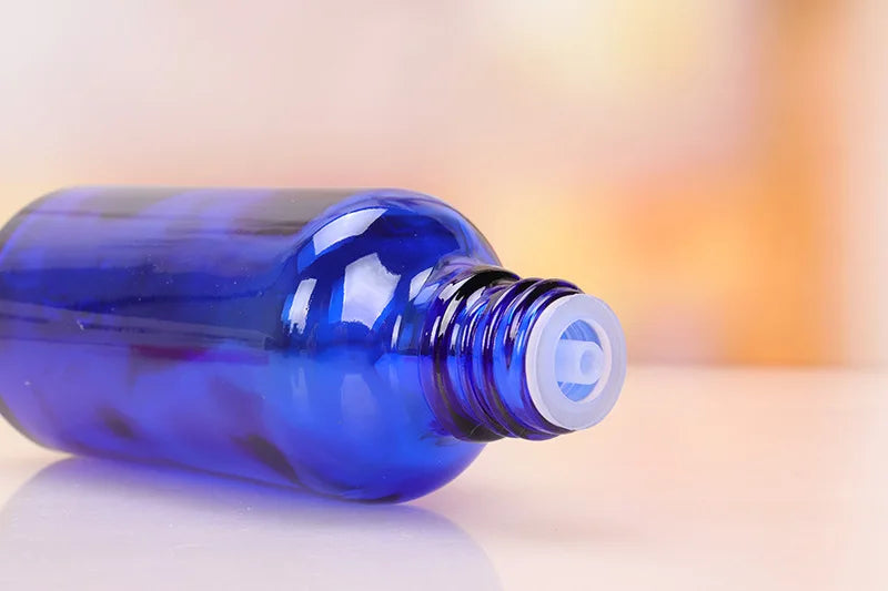 Refillable 5-100ML Blue Glass Bottle With Dropper For Liquid Essential Oils