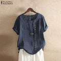 ZANZEA Women's Casual Cotton Long Sleeve Shirts.