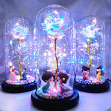 Christmas Or Valentines LED Foil Flower With Fairy String Lights In Enclosed Dome