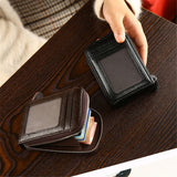 RFID unisex genuine leather business card holder or bank card holder. Secured closer with a zipper.