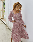 Elegant Ladies Long Sleeve Flower patterned Dress.