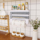 cutter Wall-Mount Paper Towel/Plastic Film Holder With A Shelf For Sauces OR Spices.