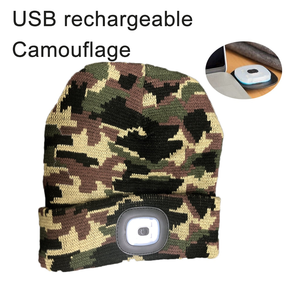 Unisex USB rechargeable warm beanie hat.  Great for night walking.