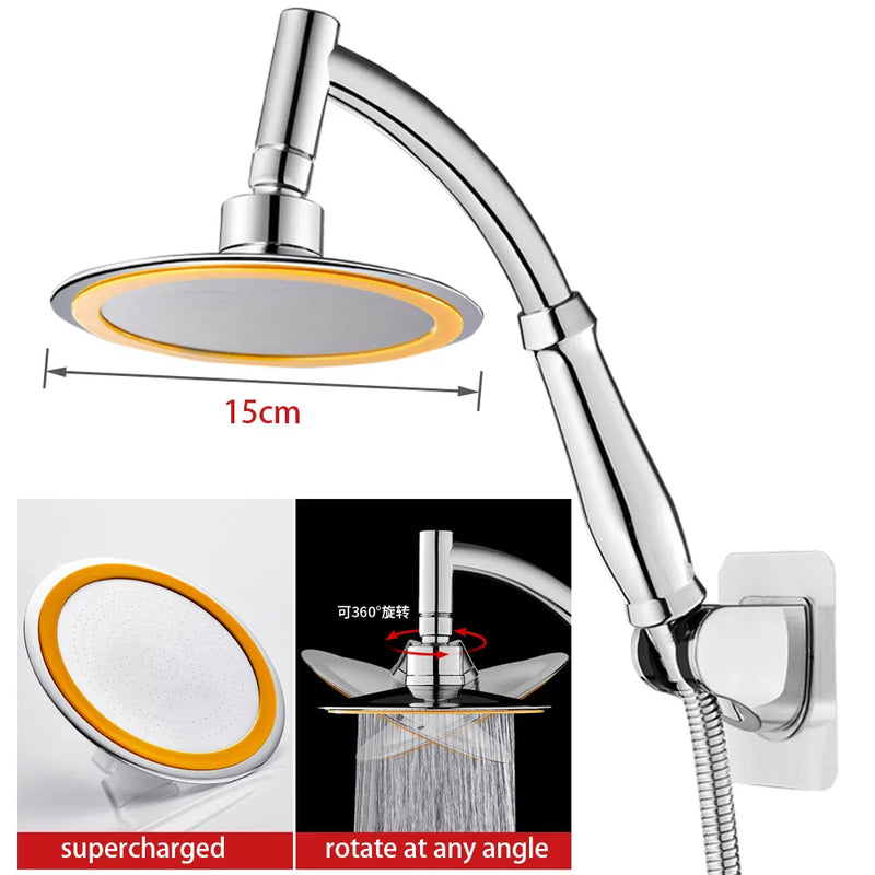 6 Inch High Pressure 360 Adjustable Round Hand Held Shower Head.